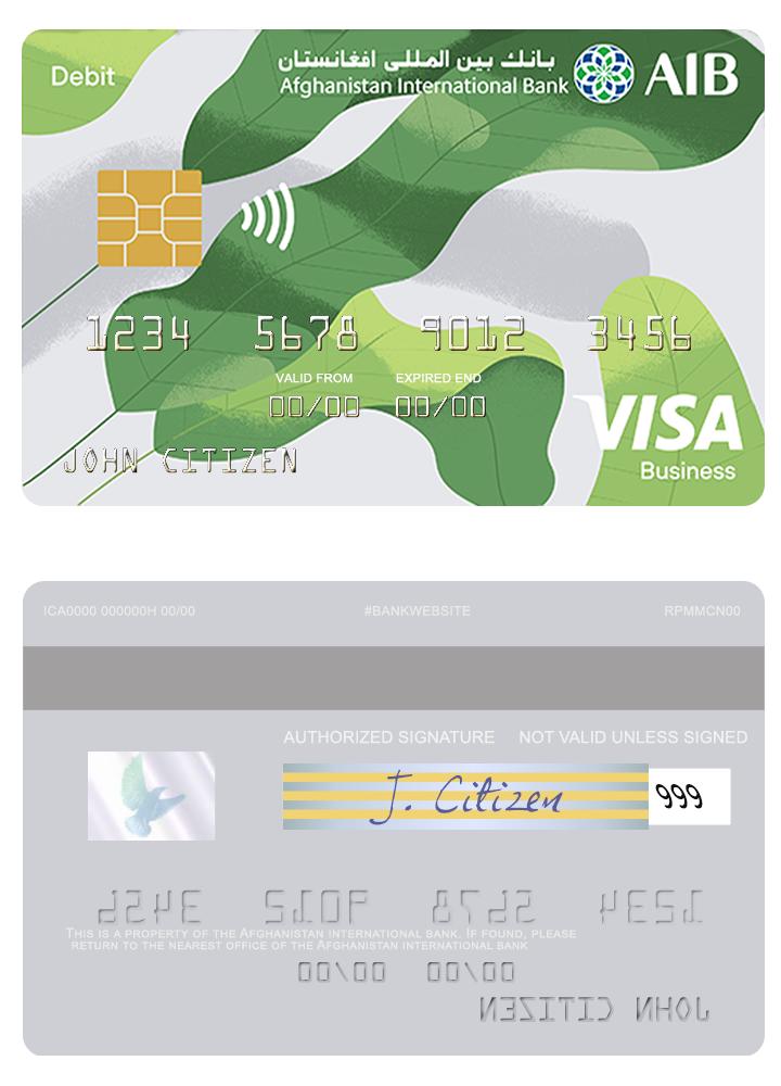 Afghanistan international bank visa business debit card
